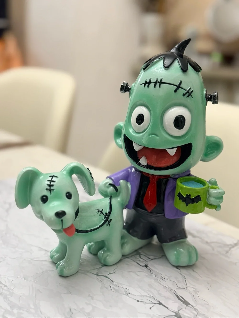 Ghoulish Novelty Frankenstein Dog Halloween 9” Figurine Pets Boy Walking